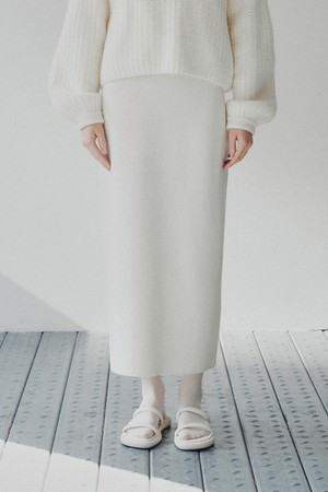 마리아 메리노울 스트레이트 스커트 아이보리