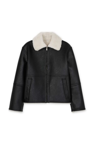 [남녀공용] 로우 시어링 집업 점퍼 블랙