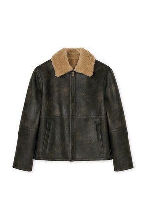 [남녀공용] 로우 시어링 집업 점퍼 다크브라운