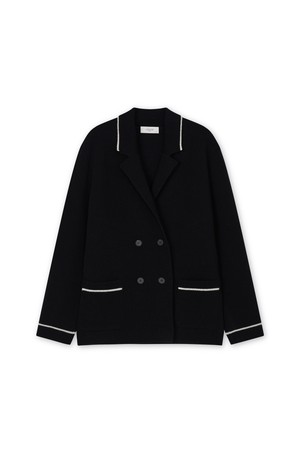 [남녀공용] 데온 메리노울 더블 니트 자켓 블랙