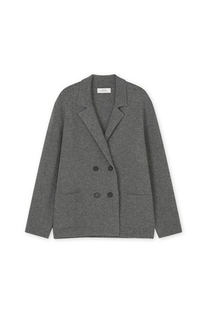 [남녀공용] 데온 메리노울 더블 니트 자켓 그레이