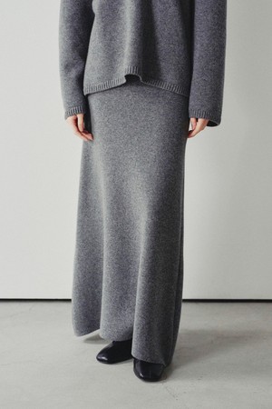 플레인 메리노울 플레어 스커트 그레이