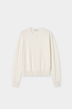 [남녀공용] 코튼 썸머 에센셜 라운드넥 가디건 아이보리