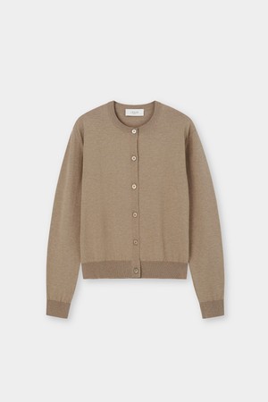 [남녀공용] 코튼 썸머 에센셜 라운드넥 가디건 브라운