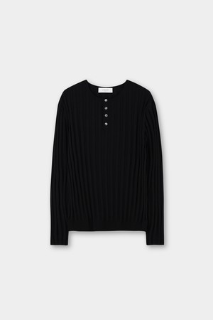 해리엇 코튼 헨리넥 니트 블랙