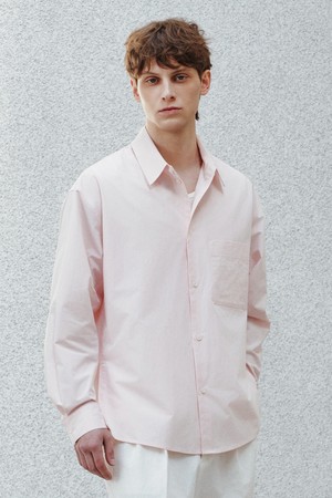 마엘 사이드 슬릿 코튼 셔츠 핑크