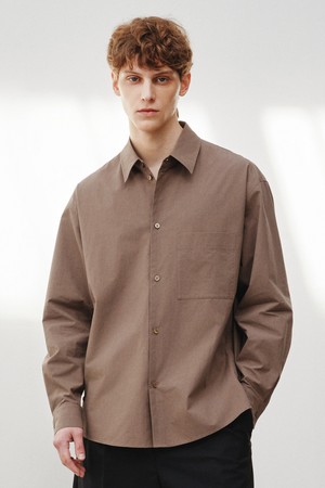 마엘 사이드 슬릿 코튼 셔츠 브라운