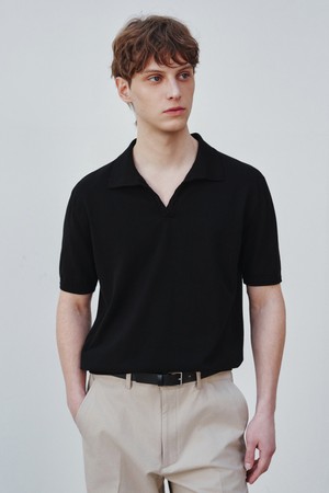 코튼 썸머 에센셜 케이블 폴로넥 블랙 (Dry touch)