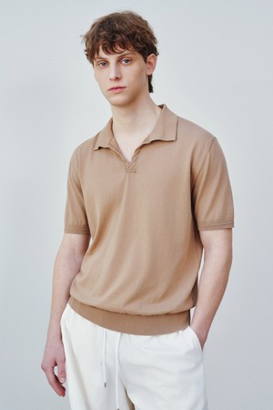 코튼 썸머 에센셜 케이블 폴로넥 베이지 (Dry touch)