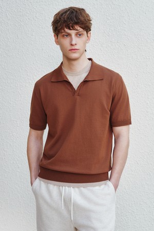 코튼 썸머 에센셜 케이블 폴로넥 다크브라운 (Dry touch)