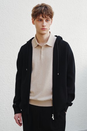 아지오 라이트 니트 후디 블랙