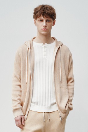 아지오 라이트 니트 후디 오트밀