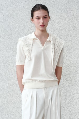 [우먼] 코튼 썸머 에센셜 케이블 폴로넥 아이보리 (Dry touch)