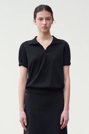 [우먼] 코튼 썸머 에센셜 케이블 폴로넥 블랙 (Dry touch)