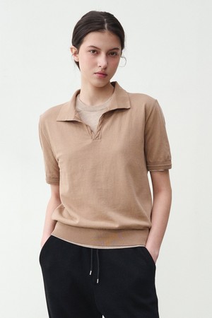 [우먼] 코튼 썸머 에센셜 케이블 폴로넥 베이지 (Dry touch)