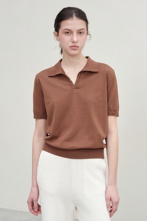 [우먼] 코튼 썸머 에센셜 케이블 폴로넥 다크브라운 (Dry touch)