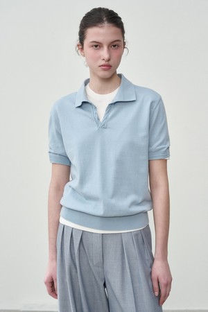 [우먼] 코튼 썸머 에센셜 케이블 폴로넥 스카이블루 (Dry touch)
