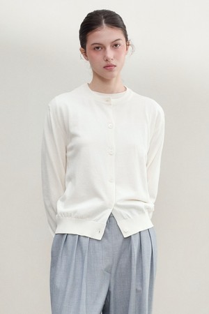 [우먼] 코튼 썸머 에센셜 라운드넥 가디건 아이보리