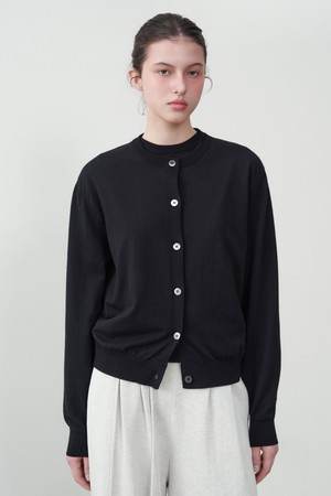 [우먼] 코튼 썸머 에센셜 라운드넥 가디건 블랙