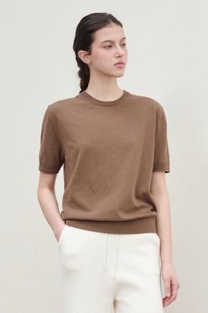 [우먼] 코튼 썸머 에센셜 라운드넥 브라운 (Dry touch)