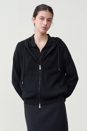 [우먼] 아지오 라이트 니트 후디 블랙