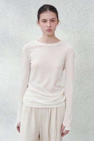 베리 핑거홀 롱 슬리브 탑 아이보리
