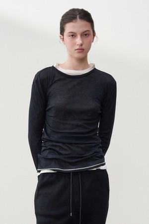 베리 핑거홀 롱 슬리브 탑 블랙