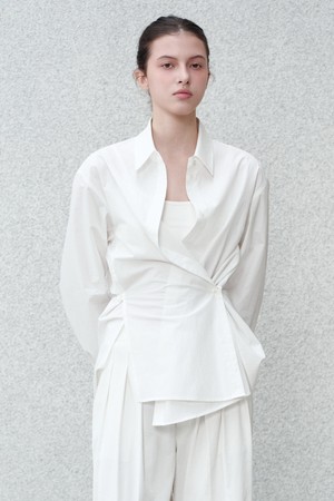 [우먼] 마엘 사이드 슬릿 코튼 셔츠 화이트