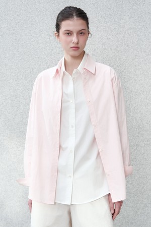 [우먼] 마엘 사이드 슬릿 코튼 셔츠 핑크