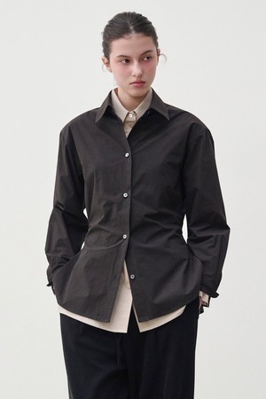 [우먼] 마엘 사이드 슬릿 코튼 셔츠 블랙