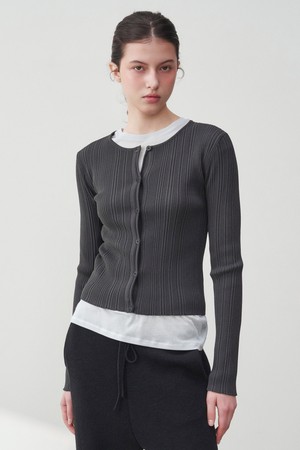 레일라 리브드 가디건 차콜