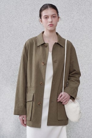 [우먼] 케인 린넨 헌팅 자켓 카키