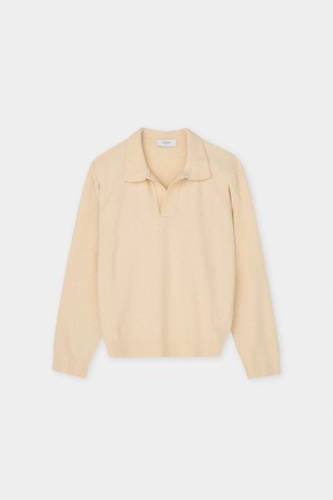 로미 부클 오픈 폴로 니트 탑 버터