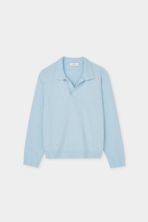로미 부클 오픈 폴로 니트 탑 블루