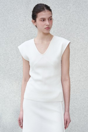 안나 캡슬리브 페이퍼 니트 탑 화이트