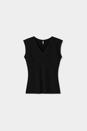 안나 캡슬리브 페이퍼 니트 탑 블랙