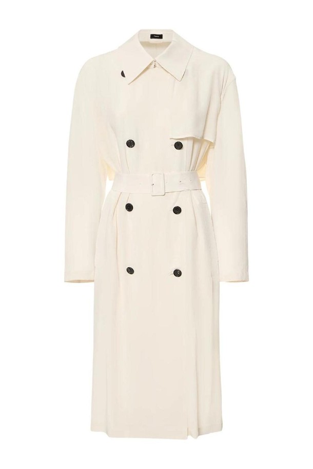 THEORY - 코트 - 띠어리 여성 트렌치코트 Double breasted viscose trench coat NB01