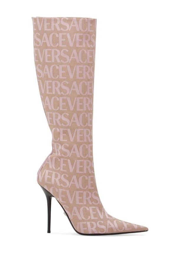 VERSACE - 부츠/워커 - 베르사체 여성 롱부츠 110mm Canvas   leather boots NB01