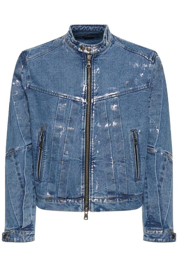 Andersson Bell - 다운/패딩 - 앤더슨벨 남성 데님 자켓 Wax coated denim motorcycle jacket NB01