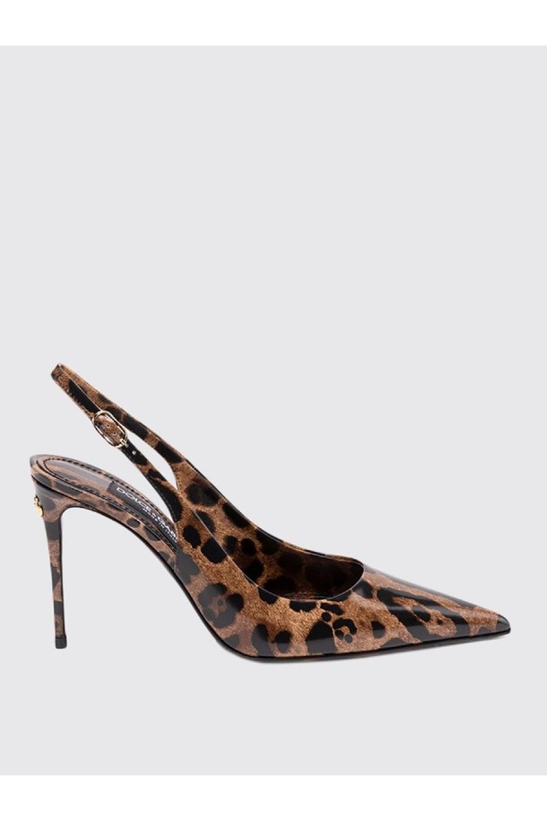 DOLCE & GABBANA - 펌프스 - 돌체앤가바나 여성 힐 Dolce   gabbana patent leather slingback with leopard print NB03