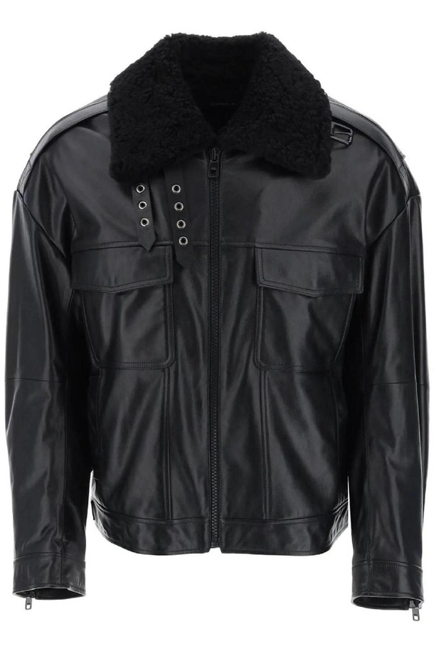 DOLCE & GABBANA - 다운/패딩 - 돌체앤가바나 남성 레더 자켓 leather and fur biker jacket NB02