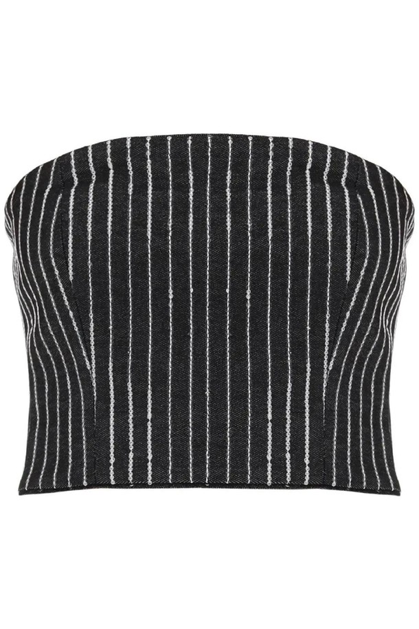 rotate - 반팔티셔츠 - 로테이트 여성 티셔츠 cropped top with sequined stripes NB02