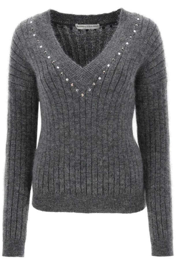 ALESSANDRA RICH - 니트/가디건 - 알렉산드라리치 여성 스웨터 wool knit sweater with studs and crystals NB02