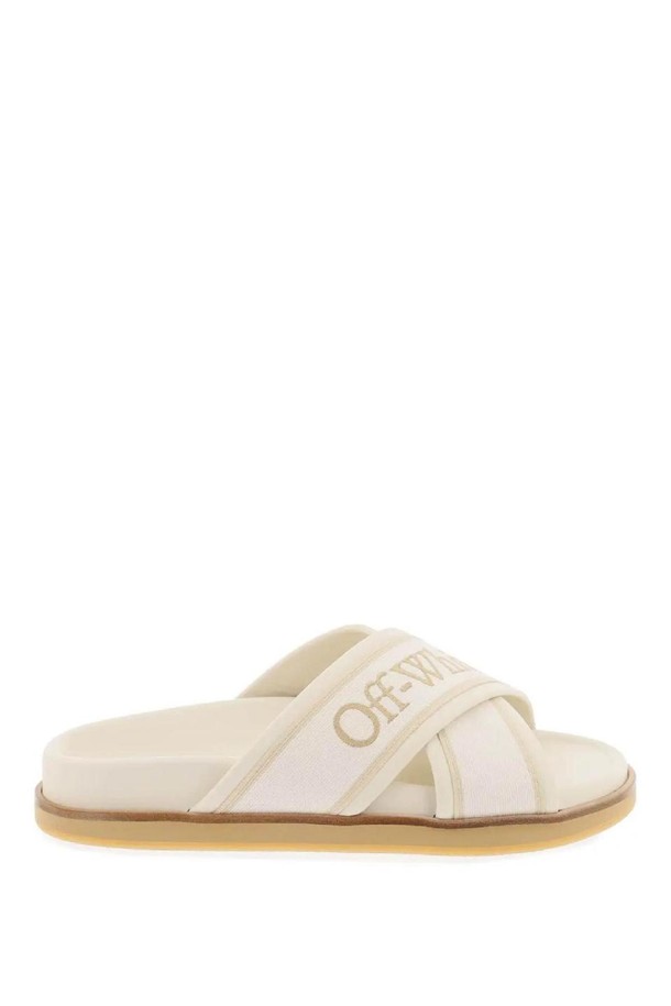 OFF-WHITE - 샌들 - 오프화이트 여성 샌들 embroidered logo slides with NB02