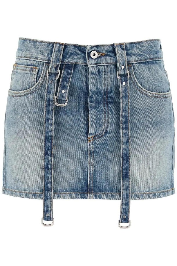 OFF-WHITE - 스커트/팬츠 - 오프화이트 여성 스커트 denim mini skirt with straps NB02