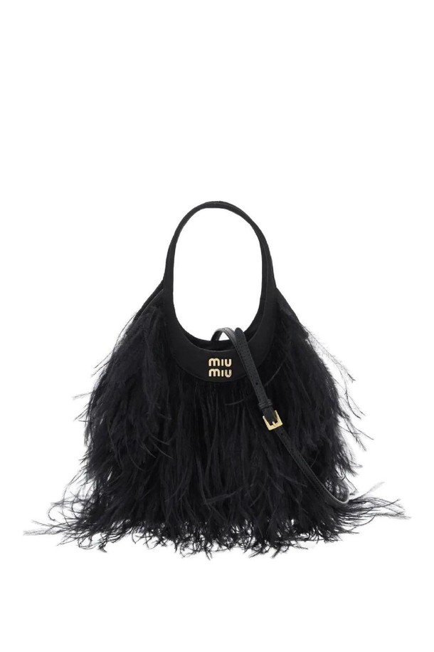 MIU MIU - 토트백 - 미우미우 여성 핸드백 satin handbag with feathers NB02