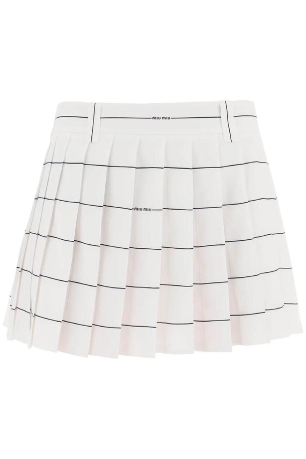 MIU MIU - 스커트/팬츠 - 미우미우 여성 스커트 pleated mini skirt in crepe sable NB02