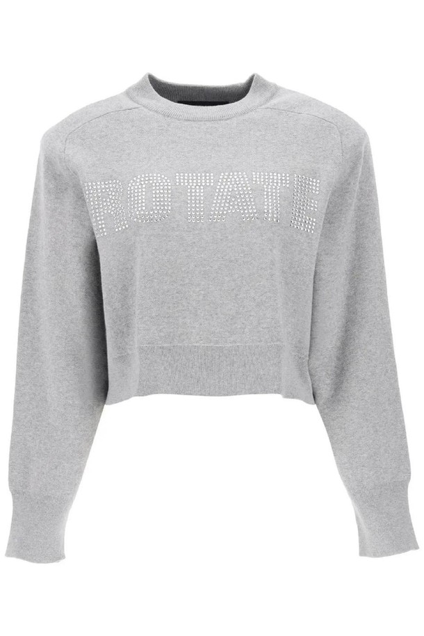 rotate - 니트/가디건 - 로테이트 여성 스웨터 cropped sweater with rhinestone studded logo NB02