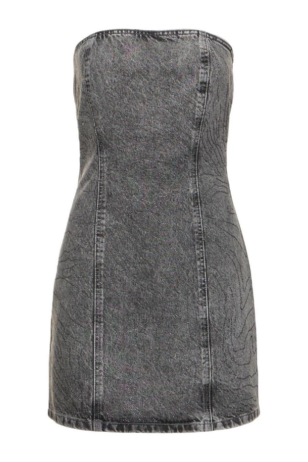 rotate - 원피스 - 로테이트 여성 원피스 Stonewashed cotton denim mini dress NB01