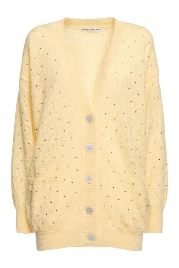 ALESSANDRA RICH - 니트/가디건 - 알렉산드라리치 여성 가디건 Knitted mohair long cardigan w  crystals NB01